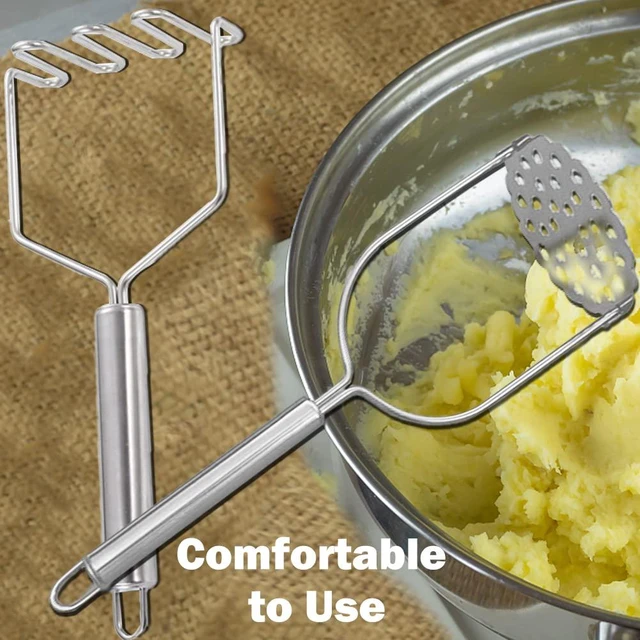 Alt view image 5 of 7 - 2 Pcs Potato Masher,Stainless Steel Potato Smasher Kitchen Tools and Utensils for Vegetable Fruit Melon Potatoes and Salad