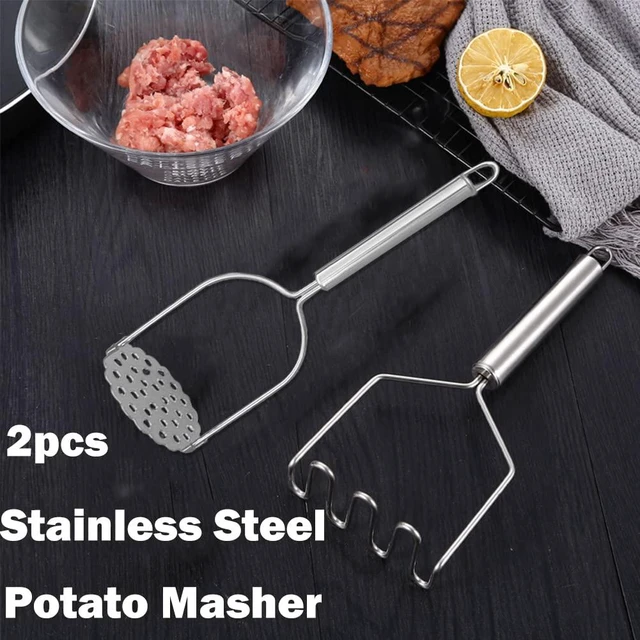 Alt view image 7 of 7 - 2 Pcs Potato Masher,Stainless Steel Potato Smasher Kitchen Tools and Utensils for Vegetable Fruit Melon Potatoes and Salad