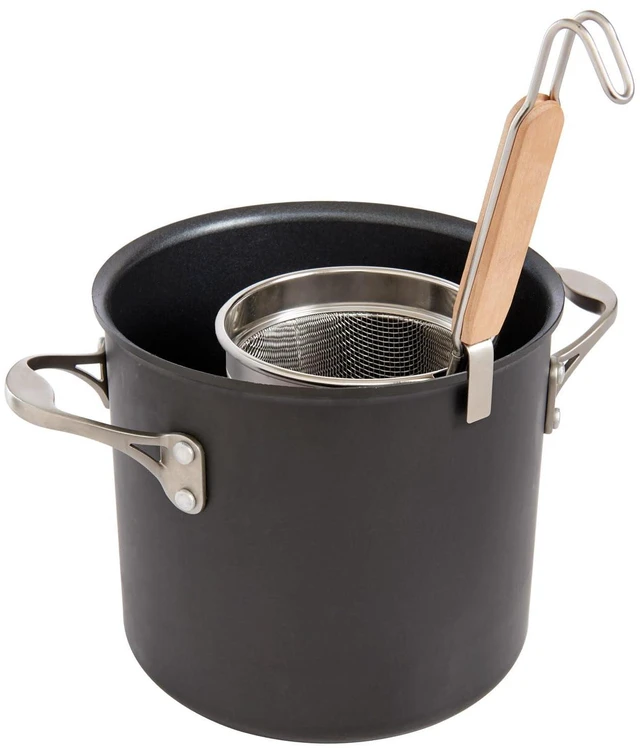 Alt view image 4 of 6 - Deep Spider Strainer, 6-Inch Stainless Steel Mesh Basket With Bamboo Handle, For Noodles, Dumplings, Wontons, Deep Frying, And Draining Tasks
