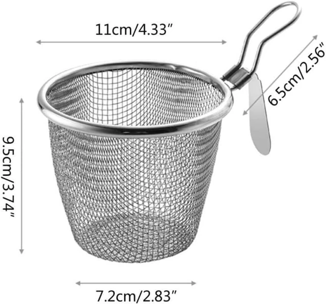 Alt view image 2 of 7 - 1Pc Stainless Steel Pasta Basket, Mesh Spider Food Dumpling Noodle Strainer, Fine Mesh Strainer with Handle, Food Strainers