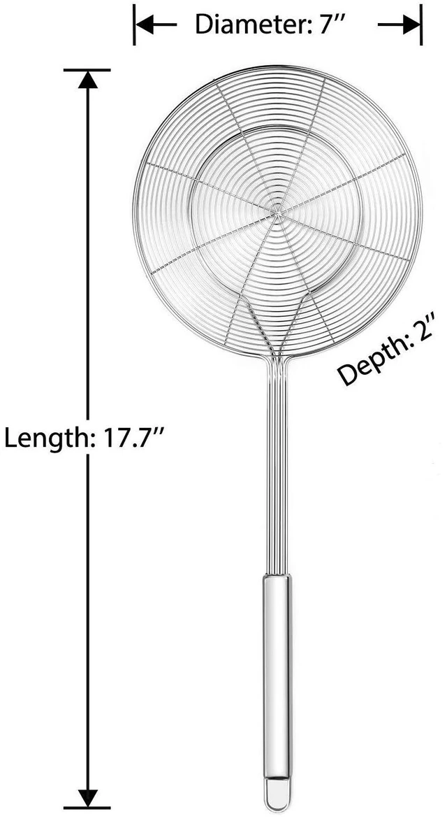 Alt view image 2 of 7 - Solid Stainless Steel Spider Strainer Skimmer Ladle, Kitchen Utensils Wire Strainer Pasta Spoon, 7 Inch