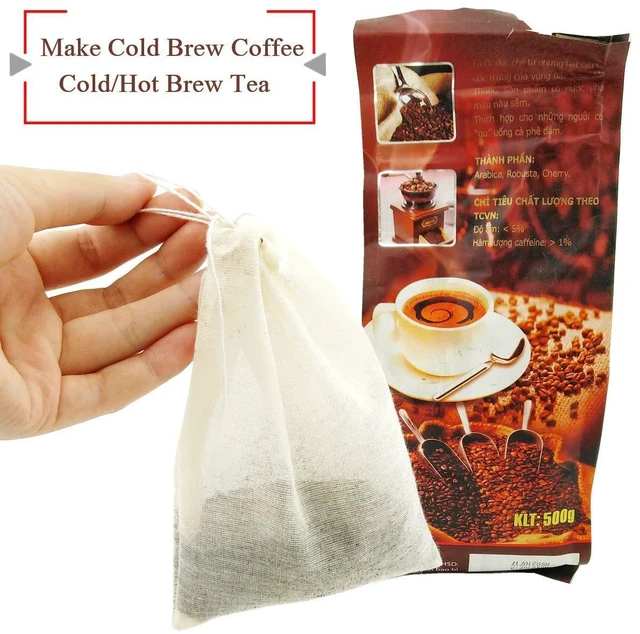 Alt view image 3 of 5 - Cheesecloth Bags for Straining,Reusable Cold Brew Coffee Cheese Cloths Strainer,Large Nut Milk Tea Juice Bag,100% Natural Cotton Fine Mesh Filter Bags(X-Small,4 PACK)