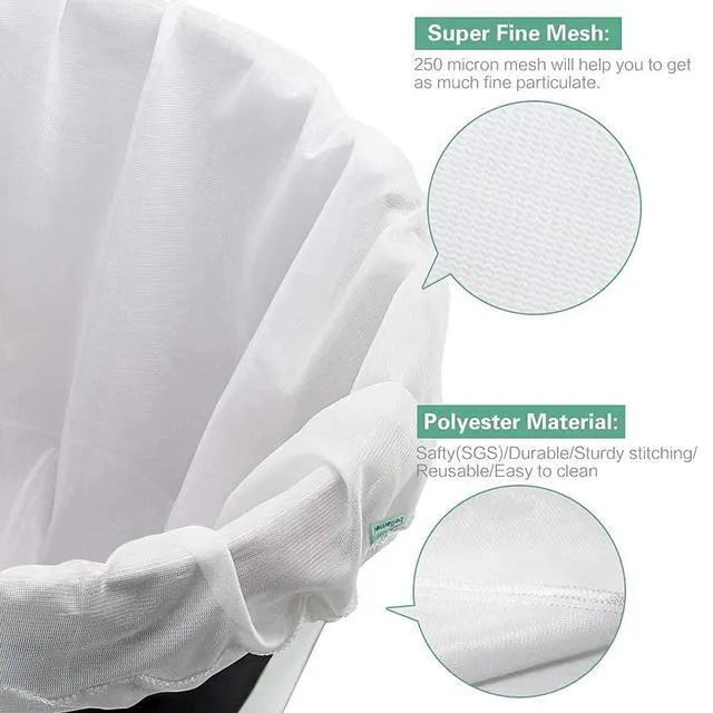Alt view image 2 of 7 - Brew Bag Reusable 2 Pack 22"×26" 250 Micron Fine Mesh Bag for Beer | 5 Gallen with Drawstring for Fruit Cider Apple Grape Wine Press Straining Brew in a Bag