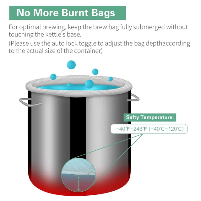 Alt view image 3 of 7 - Brew Bag Reusable 2 Pack 22"×26" 250 Micron Fine Mesh Bag for Beer | 5 Gallen with Drawstring for Fruit Cider Apple Grape Wine Press Straining Brew in a Bag