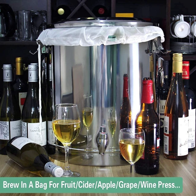Alt view image 5 of 7 - Brew Bag Reusable 2 Pack 22"×26" 250 Micron Fine Mesh Bag for Beer | 5 Gallen with Drawstring for Fruit Cider Apple Grape Wine Press Straining Brew in a Bag