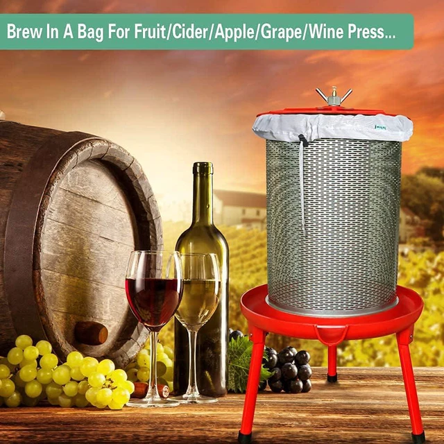 Alt view image 6 of 7 - Brew Bag Reusable 2 Pack 22"×26" 250 Micron Fine Mesh Bag for Beer | 5 Gallen with Drawstring for Fruit Cider Apple Grape Wine Press Straining Brew in a Bag