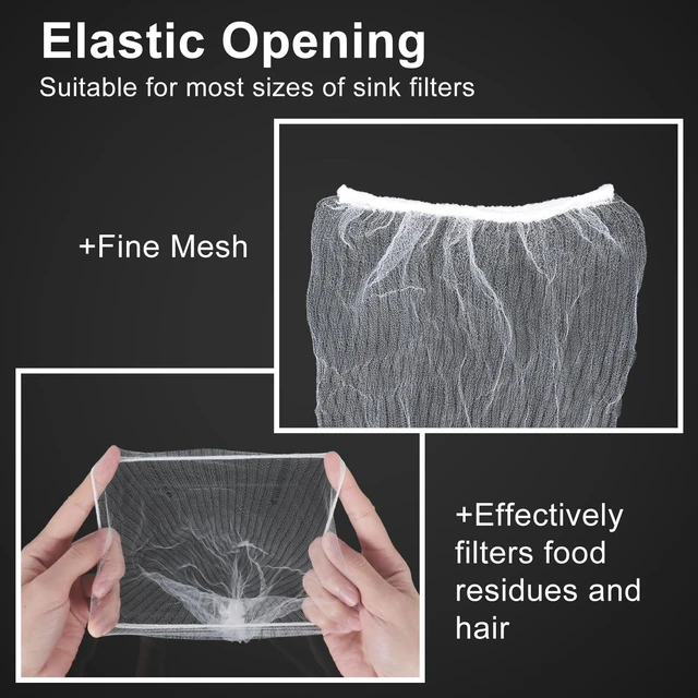 Alt view image 3 of 7 - 200 PCS Large Kitchen Sink Strainer Mesh Bag, 4in x 7in Disposable Sink Filter Mesh Fits Most Sizes of Sink Strainer and Sink Hanging Drain Basket