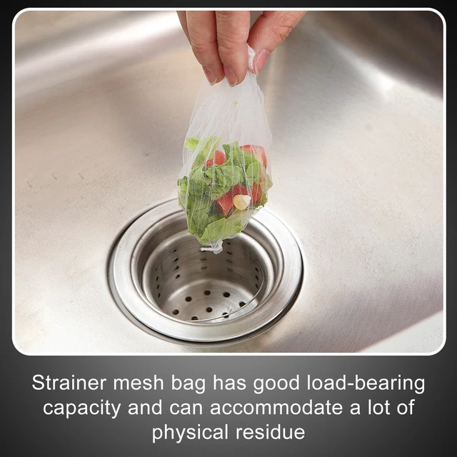 Alt view image 4 of 7 - 200 PCS Large Kitchen Sink Strainer Mesh Bag, 4in x 7in Disposable Sink Filter Mesh Fits Most Sizes of Sink Strainer and Sink Hanging Drain Basket