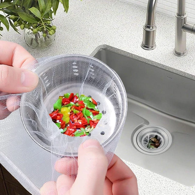 Alt view image 6 of 7 - 200 PCS Large Kitchen Sink Strainer Mesh Bag, 4in x 7in Disposable Sink Filter Mesh Fits Most Sizes of Sink Strainer and Sink Hanging Drain Basket