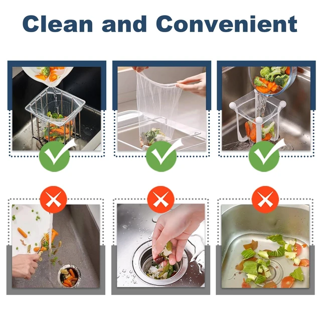 Alt view image 4 of 6 - 200 PCS Large Kitchen Disposable Mesh Sink Strainer Bag for Meshmate Waste Rack, Sink Strainer Elastic Anti-Clogging Sink Drain Strainer Collecting Kitchen Food Waste Garbage