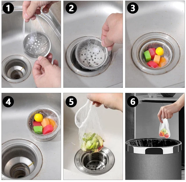 Alt view image 6 of 7 - 200 Pcs Kitchen Sink Strainer Mesh Bag, Disposable Drain Covers Anti-Clogging Drain Filter, Strainers Fine Mesh For Collecting Kitchen Food Waste Leftover Garbage