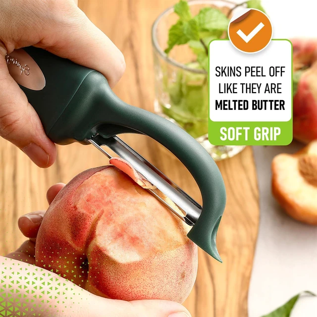 Alt view image 4 of 7 - Potato Peeler for Kitchen with Soft Grip Handle, Pine Green | Premium Vegetable Peeler w/ Sharp Stainless Steel Blades, Multifunctional Food Peeler for Apple, Carrot, Cucumber, Fruit