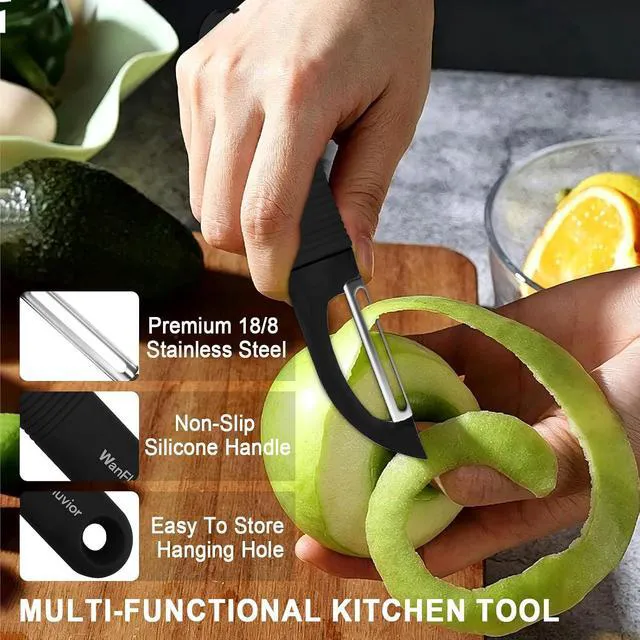 Alt view image 3 of 7 - Peelers for Kitchen, Swivel Vegetable Peeler and Y-Shaped Potato Peeler | Veggie Peeler with Sharp Stainless Steel Blades & Silicone Handle, Peeler for Vegetable, Fruit, Apple, Potato, Carrot