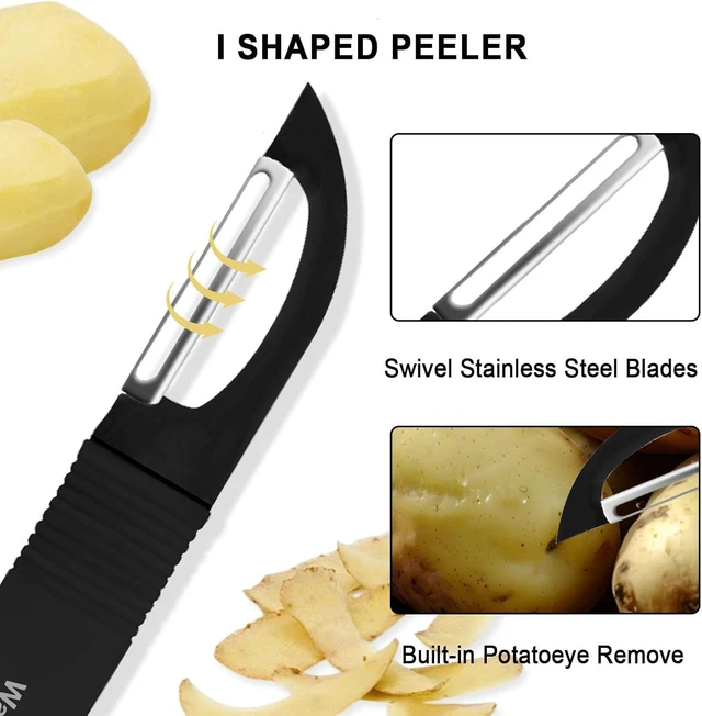 Alt view image 5 of 7 - Peelers for Kitchen, Swivel Vegetable Peeler and Y-Shaped Potato Peeler | Veggie Peeler with Sharp Stainless Steel Blades & Silicone Handle, Peeler for Vegetable, Fruit, Apple, Potato, Carrot