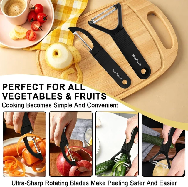 Alt view image 6 of 7 - Peelers for Kitchen, Swivel Vegetable Peeler and Y-Shaped Potato Peeler | Veggie Peeler with Sharp Stainless Steel Blades & Silicone Handle, Peeler for Vegetable, Fruit, Apple, Potato, Carrot