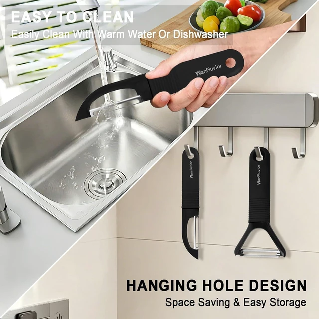 Alt view image 7 of 7 - Peelers for Kitchen, Swivel Vegetable Peeler and Y-Shaped Potato Peeler | Veggie Peeler with Sharp Stainless Steel Blades & Silicone Handle, Peeler for Vegetable, Fruit, Apple, Potato, Carrot