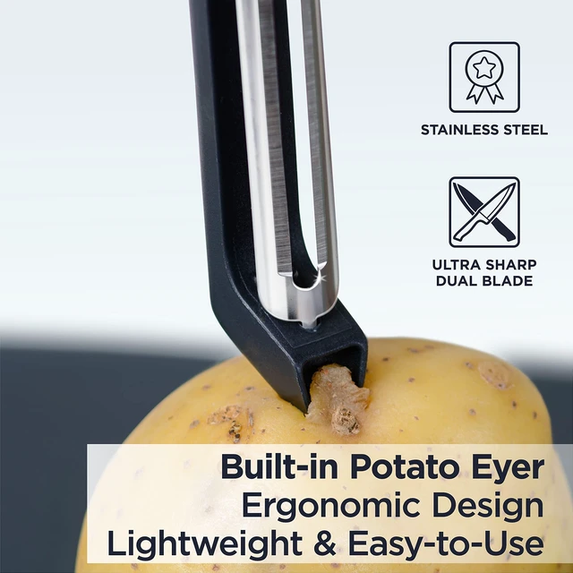 Alt view image 3 of 7 - PRO Swivel Vegetable Peeler - Sharp Stainless Steel Peeler With Easy Non-Slip Hand Grip, Potato Peelers For Kitchen, Fruit, Carrot, Apple, Veggie, Kiwi, Durable, And Dishwasher Safe (ORANGE)