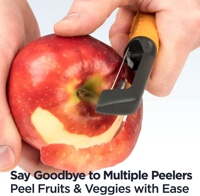 Alt view image 6 of 7 - PRO Swivel Vegetable Peeler - Sharp Stainless Steel Peeler With Easy Non-Slip Hand Grip, Potato Peelers For Kitchen, Fruit, Carrot, Apple, Veggie, Kiwi, Durable, And Dishwasher Safe (ORANGE)