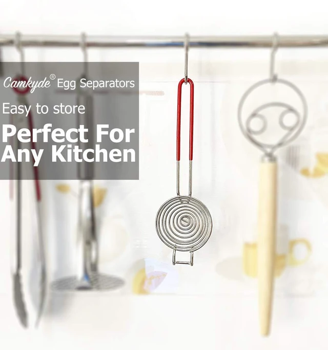 Alt view image 6 of 6 - Egg Separator Food Grade Stainless Steel Egg Yolk White Separation Tool (Red)