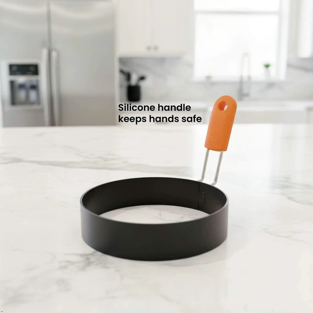 Alt view image 4 of 6 - 3Pack Stainless Steel Egg Rings for Frying Eggs | 3.5inch nonstick rings, 2 round & 1 heartshaped. Ideal for fried eggs, breakfast sandwiches & homebaking