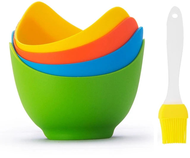 Main image of 4pcs Silicone Egg Poacher Cups with BONUS Oil Brush, Nonstick Egg Poaching Cups for Air Fryer, Baking oven or Stovetop Egg Cooking, BPA Free.