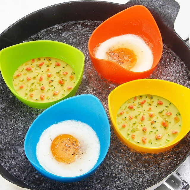 Alt view image 2 of 7 - 4pcs Silicone Egg Poacher Cups with BONUS Oil Brush, Nonstick Egg Poaching Cups for Air Fryer, Baking oven or Stovetop Egg Cooking, BPA Free.