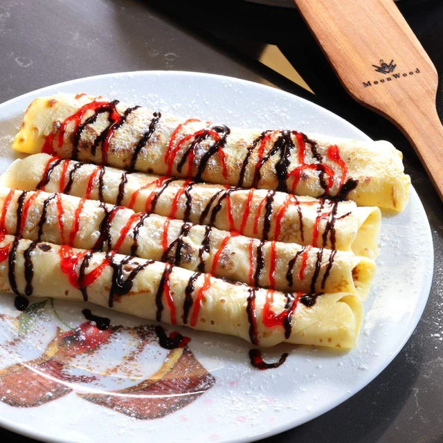 Alt view image 4 of 6 - Crepe Spreader Set with Turner, 4-Piece Wooden Batter Tools (3.5, 5, 7, 12 Inch), T-Shaped Design for Pancakes and Griddle Cooking
