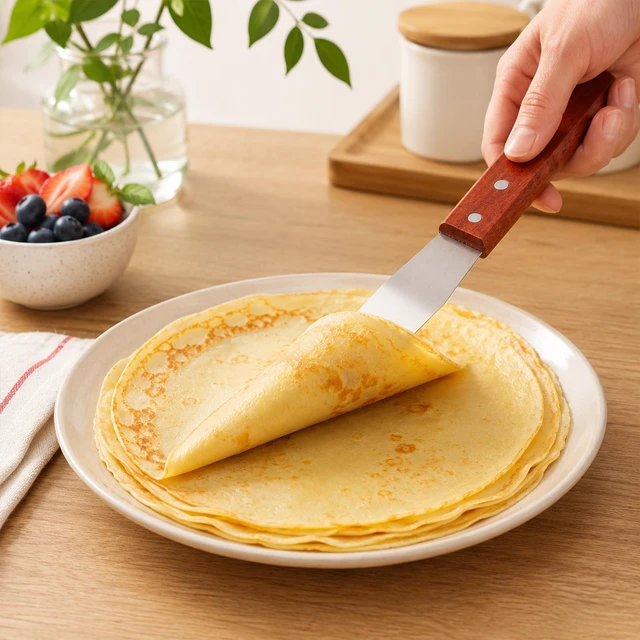 Alt view image 3 of 7 - Crepe Spreader and Spatula Kit 1 Pcs 12.6'' Flat Spatula Turner 2 Pcs 4.7'' Wooden T-Shaped Batter Spreaders Crepes Sticks Pancake Tool for Crepe Pan Maker