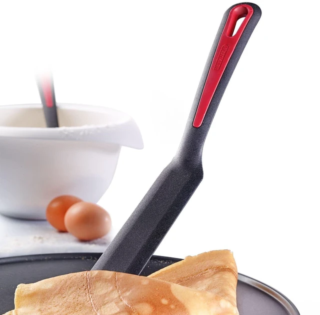 Alt view image 7 of 7 - Crepe Spatula Narrow Heat Resistant Silicone 13" Spatula, Thin Turner for Crepes, Pancakes & Tortillas, German Non-Stick Safe Cooking 33cm Spatula for Eggs, Burgers & Flatbreads