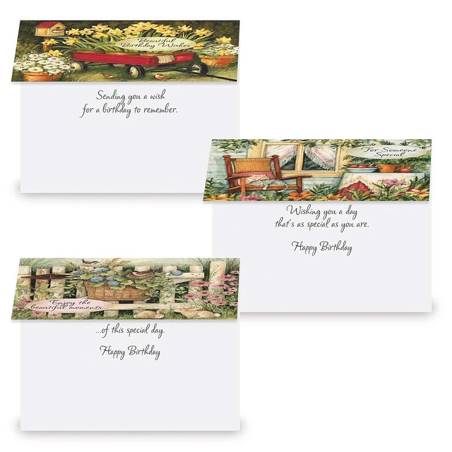 Alt view image 7 of 7 - Birthday Greeting Card Set | Susan Winget, 20 Count, 10 Designs, 5" x 7" Folded, Envelopes Included, Holiday, Value Pack