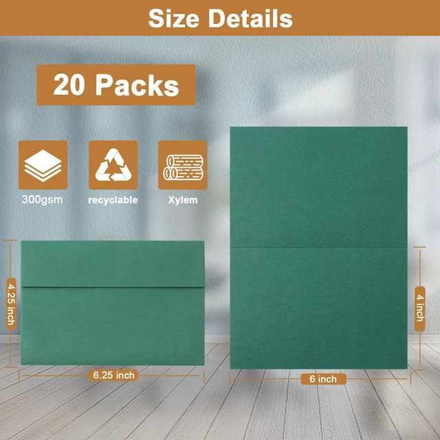 Alt view image 2 of 7 - 20 Packs 10 Assorted Colors Blank Note Cards and Envelopes 4 x 6 | Heavyweight Folded Cardstock and A4 Envelopes Self Seal for Birthday, Invitations, Wedding, DIY Greeting Cards, Party