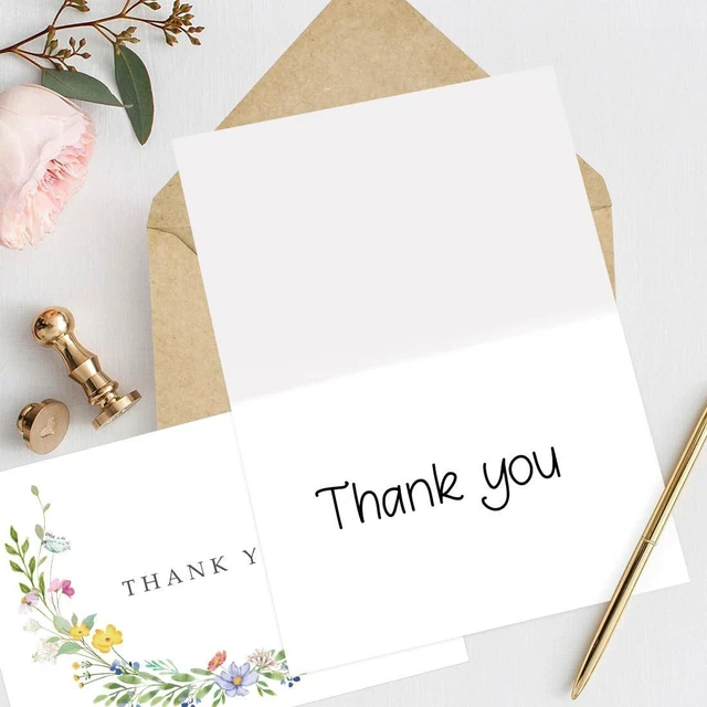 Alt view image 6 of 7 - 24 Pack Floral Thank You Cards with Envelopes, Watercolor Wildflower Thank You Notes with Kraft Envelopes Sticker for Birthday Wedding Baby Shower Bridal Shower Teachers Graduation, 4 x 6 Inch