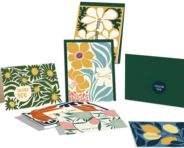 Alt view image 2 of 7 - Color Contrast Flower Thank You Cards Greeting Gift Cards for Handwritten Messages 4x6 Inch 6 Design Birthday Thank You Notes (24pcs +24pcs Envelopes)