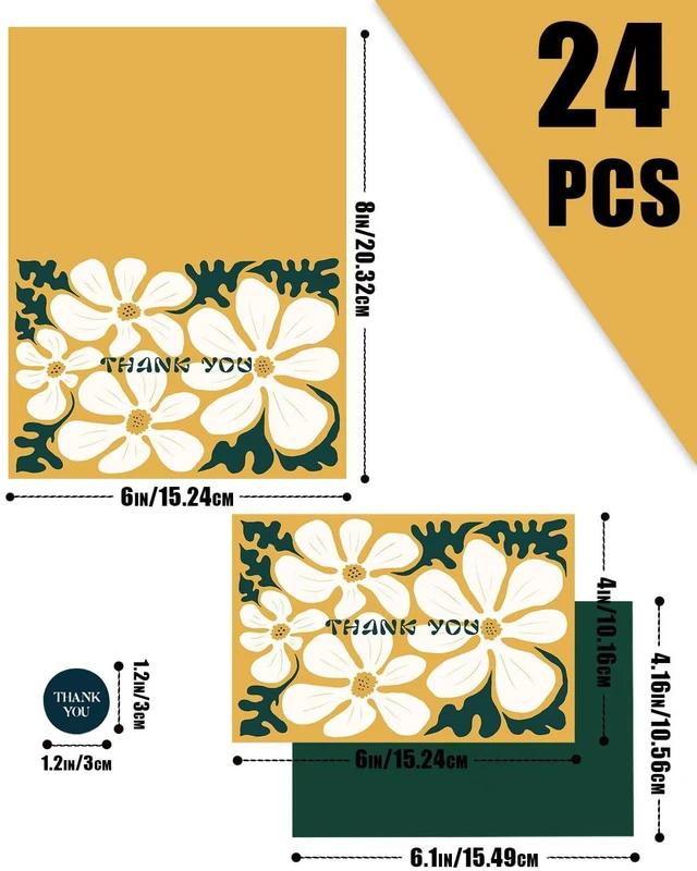 Alt view image 4 of 7 - Color Contrast Flower Thank You Cards Greeting Gift Cards for Handwritten Messages 4x6 Inch 6 Design Birthday Thank You Notes (24pcs +24pcs Envelopes)