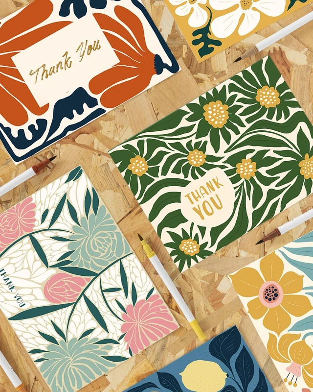 Alt view image 7 of 7 - Color Contrast Flower Thank You Cards Greeting Gift Cards for Handwritten Messages 4x6 Inch 6 Design Birthday Thank You Notes (24pcs +24pcs Envelopes)