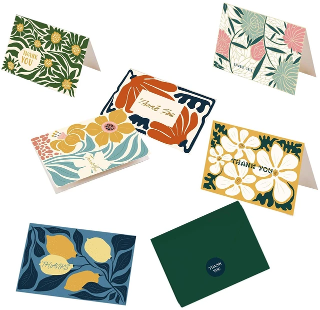 Alt view image 3 of 7 - Color Contrast Flower Thank You Cards Greeting Gift Cards for Handwritten Messages 4x6 Inch 6 Design Birthday Thank You Notes (24pcs +24pcs Envelopes)