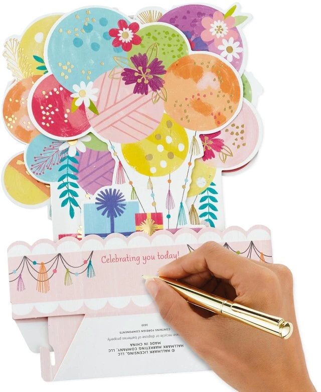 Alt view image 6 of 7 - Paper Wonder Pop Up Birthday Card with Music (Mylar Balloons) | Pop Up with Foil Accents, Coordinating Envelope, Premium Paper Stock, 6.25 X 9 in