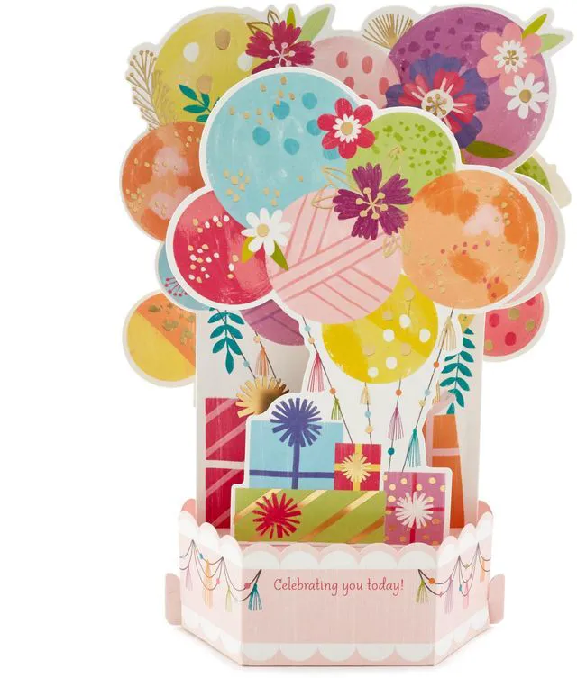 Alt view image 3 of 7 - Paper Wonder Pop Up Birthday Card with Music (Mylar Balloons) | Pop Up with Foil Accents, Coordinating Envelope, Premium Paper Stock, 6.25 X 9 in