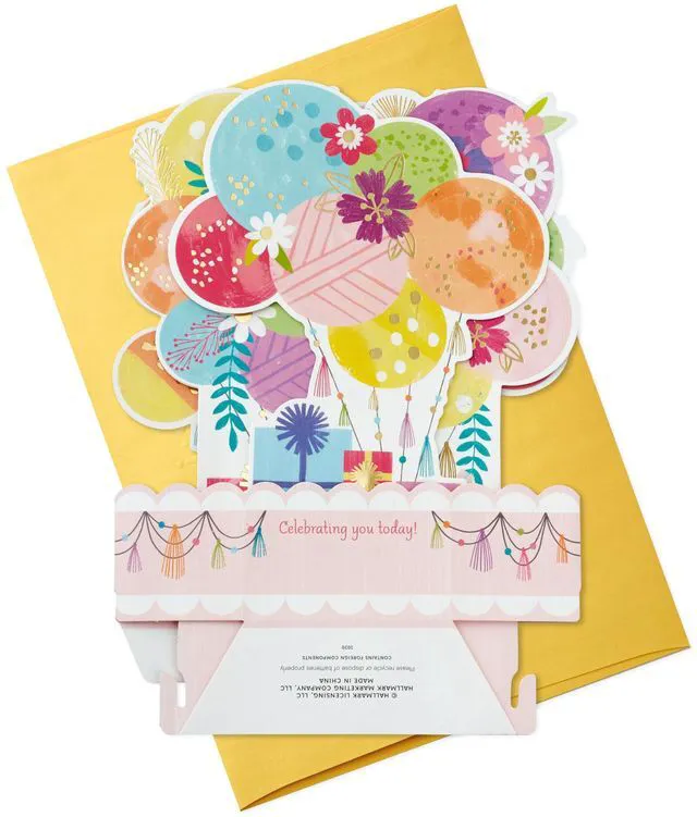 Alt view image 7 of 7 - Paper Wonder Pop Up Birthday Card with Music (Mylar Balloons) | Pop Up with Foil Accents, Coordinating Envelope, Premium Paper Stock, 6.25 X 9 in
