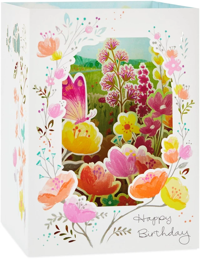 Alt view image 2 of 7 - Pop Up Birthday Card for Her (Beautiful Butterflies and Flowers) | Paper Wonder, Intricate Butterfly and Floral Artwork, Pop-up Diorama, Coordinating Envelope, High Quality Paper, 6.6 X 9.4 in