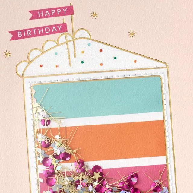 Alt view image 4 of 6 - Signature Birthday Card for Her (Sparkly Birthday Cake)