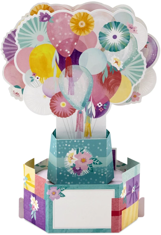 Alt view image 2 of 6 - Paper Wonder Pop Up Birthday Card for Her (Flower Balloons) | Three-dimensional Floral Balloon Artwork, Metallic Foil Accents, Coordinating Envelope, High Quality Paper, 6 X 9 in
