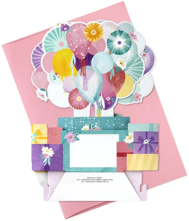 Alt view image 6 of 6 - Paper Wonder Pop Up Birthday Card for Her (Flower Balloons) | Three-dimensional Floral Balloon Artwork, Metallic Foil Accents, Coordinating Envelope, High Quality Paper, 6 X 9 in
