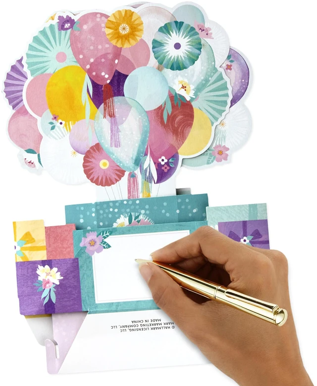 Alt view image 5 of 6 - Paper Wonder Pop Up Birthday Card for Her (Flower Balloons) | Three-dimensional Floral Balloon Artwork, Metallic Foil Accents, Coordinating Envelope, High Quality Paper, 6 X 9 in