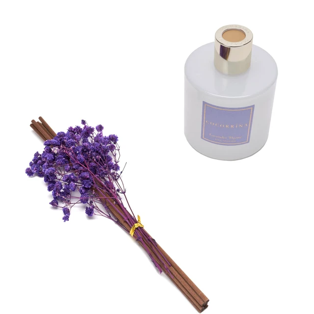 Alt view image 3 of 5 - Premium Reed Diffuser Set with Preserved Baby's Breath & Cotton Stick Lavender Thyme | 6.76 Fl.oz Scent Diffuser for Bedroom Bathroom Home Décor