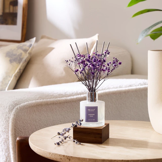 Alt view image 2 of 7 - Reed Diffuser Set,3.38 fl oz (100 ml) - Lavender Field Oil Diffusers with 8 Reed Sticks, Home Fragrance Reed Diffuser for Bathroom Shelf Decor