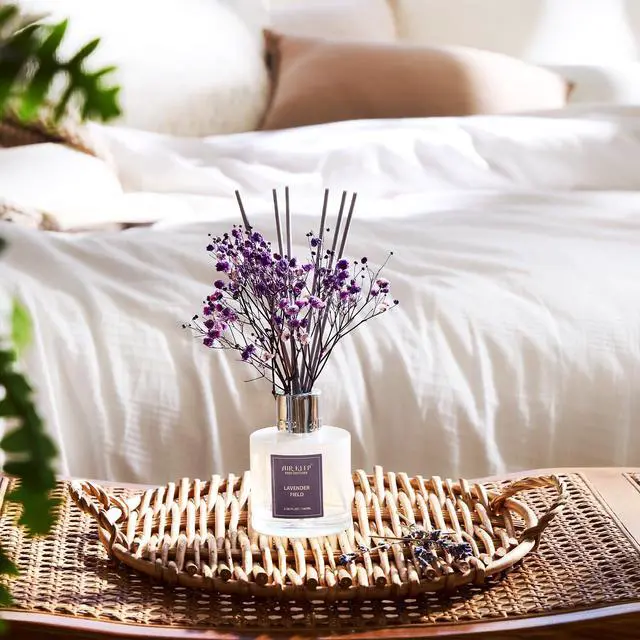 Alt view image 3 of 7 - Reed Diffuser Set,3.38 fl oz (100 ml) - Lavender Field Oil Diffusers with 8 Reed Sticks, Home Fragrance Reed Diffuser for Bathroom Shelf Decor