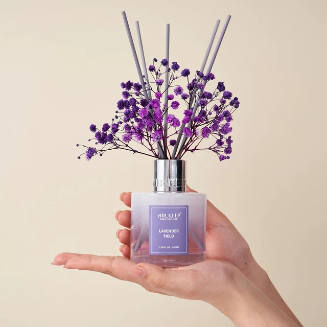 Alt view image 6 of 7 - Reed Diffuser Set,3.38 fl oz (100 ml) - Lavender Field Oil Diffusers with 8 Reed Sticks, Home Fragrance Reed Diffuser for Bathroom Shelf Decor