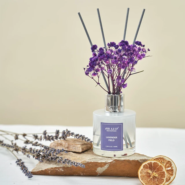 Alt view image 5 of 7 - Reed Diffuser Set,3.38 fl oz (100 ml) - Lavender Field Oil Diffusers with 8 Reed Sticks, Home Fragrance Reed Diffuser for Bathroom Shelf Decor