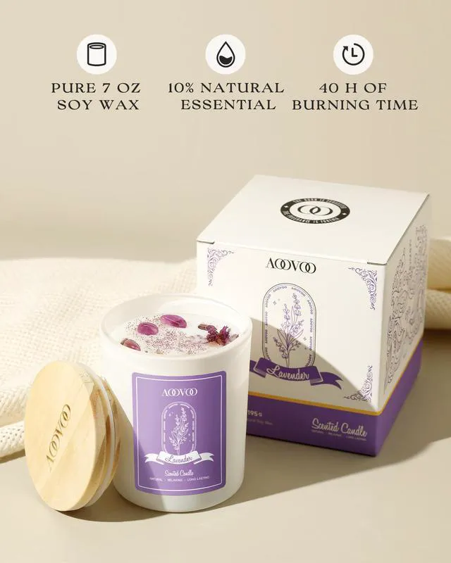 Alt view image 2 of 7 - Lavender Scented Candles for Women - Aromatherapy Candle with Crystals Inside, 7oz Soy Candles for Home Scented, Birthday Gifts Mothers Day Candle for Women Mom